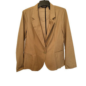 Womams 10 Sharagano Paris Blazer Shoulder Pads Tan Size 10